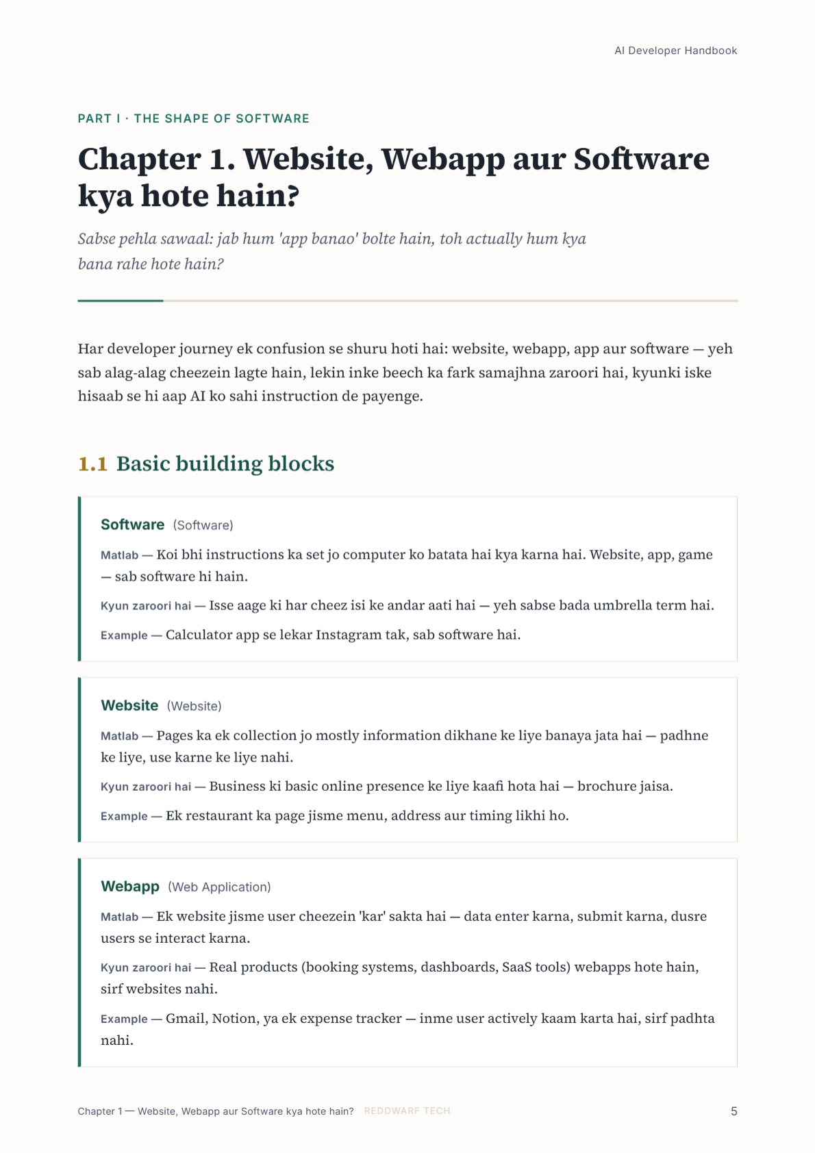 Chapter opening page from the AI Developer Handbook